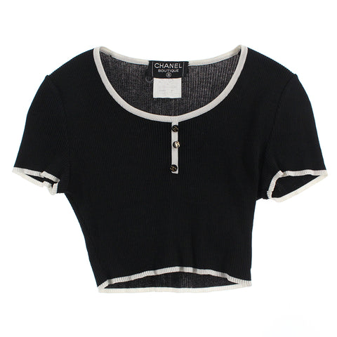 Chanel Chanel Coco -Knopf kleine Länge mit gekräuselten Länge Rippchen geschnitten und nähen 95p schwarz p4363