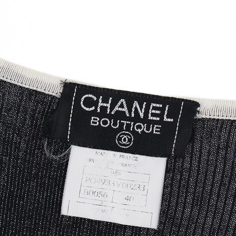 Chanel Chanel Coco -Knopf Chibi Länge Kurze Länge Rippchen geschnitten -Sew 95p Black P4363