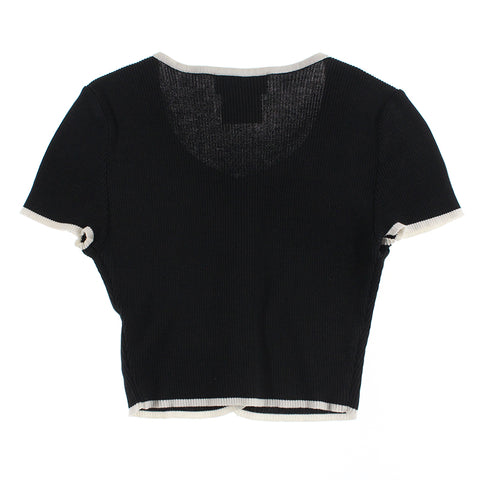 Chanel Chanel Cropped Chibi Longueur COCO BOUTON CARCARGAN COUPE - ET -SE-COURER Black EIT0710P4391