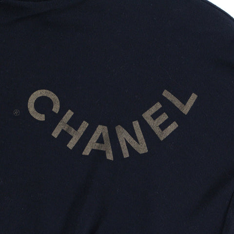 Chanel CHANEL logo cut -and -sew short sleeve T -shirt 16 black