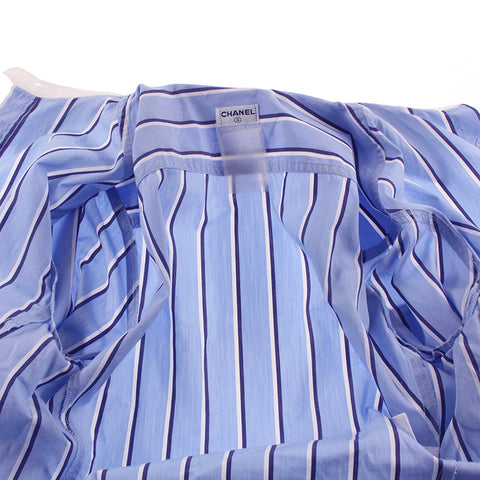 Chanel Chanel Cocomark Stripe Blouse Long Manche Shirt Blue X White EIT0368P5177