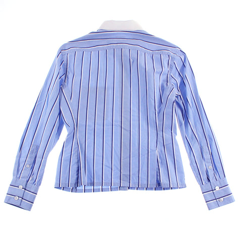 Chanel CHANEL Cocomark Stripe Blouse Long Sleeve Shirt Blue x White EIT0368P5177