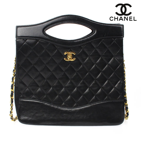 Chanel Matelasse Twitlock 2way链条肩带皮革黑色C2489