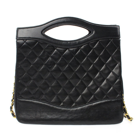 Chanel Matelasse Turnlock 2way Chain Sac en cuir noir C2489