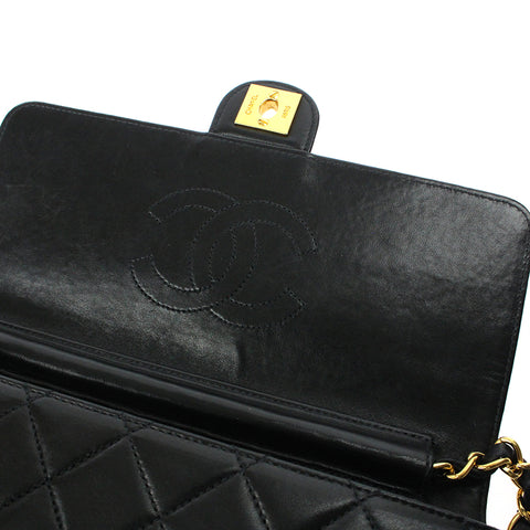 Chanel Chanel Matras Turn Turn Lock Chain Bager Sac à la chaîne 7e en cuir noir P5785