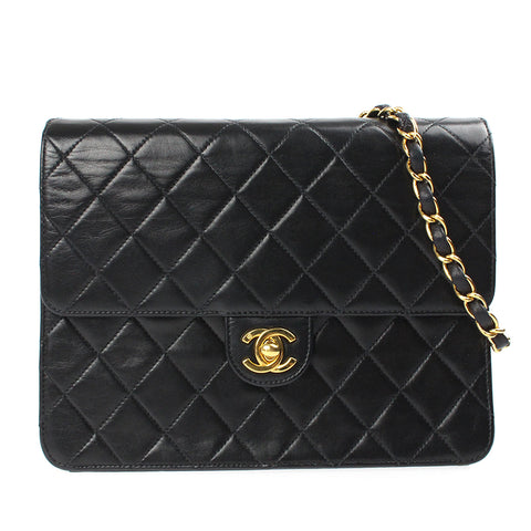 Chanel Chanel Matras Turn Turn Lock Chain Bager Sac à la chaîne 7e en cuir noir P5785