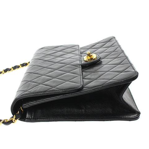 Chanel Chanel Matras Turn Turn Lock Chain Bager Sac à la chaîne 7e en cuir noir P5785