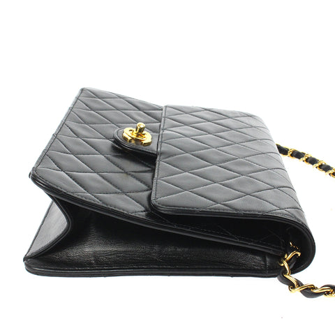 Chanel Chanel Matras Turn Turn Lock Chain Bager Sac à la chaîne 7e en cuir noir P5785