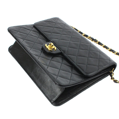 Chanel Chanel Matras Turn Turn Lock Chain Bager Sac à la chaîne 7e en cuir noir P5785