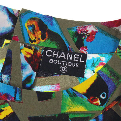 Chanel Chanel Total Muster Seidenbluse Schnittsäge Multicolor P6075