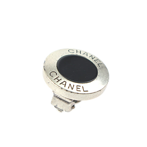 Chanel Chanel -Logo runder Ohrring 99p Silber x Schwarz P7012