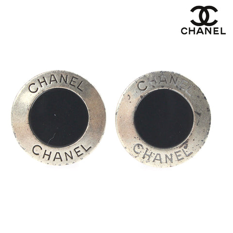 香奈儿香奈儿徽标圆形耳环99p银x黑色P7012