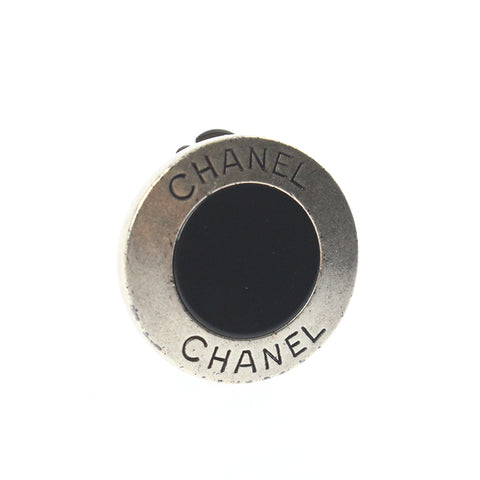 Chanel Chanel -Logo runder Ohrring 99p Silber x Schwarz P7012
