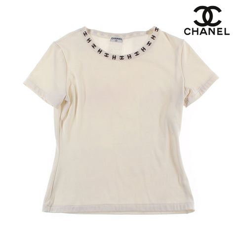 Chanel CHANEL Coco Mark Myyo Short Sleeve T -shirt Cut Saw Ivory P7301