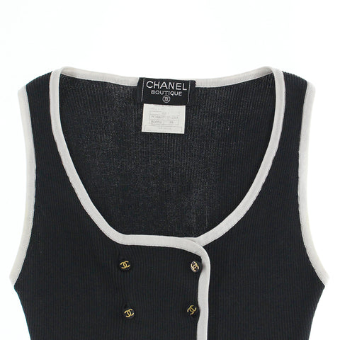 Chanel CHANEL Cropped Chibi Length Rib Knit Tops Best 95P Black P7836 –  NUIR VINTAGE