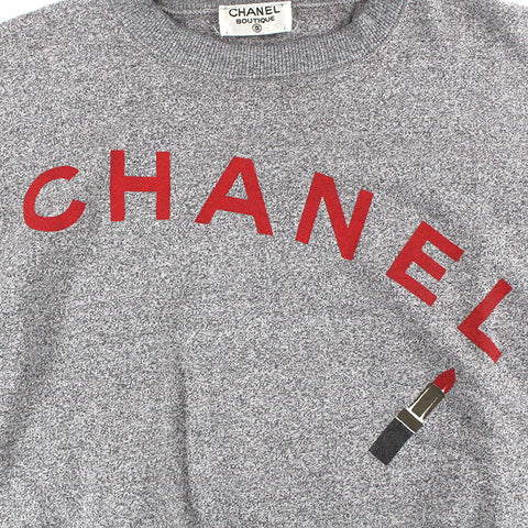 シャネル CHANEL ロゴ ココマーク リップ  カットソー グレー eit0077P7877