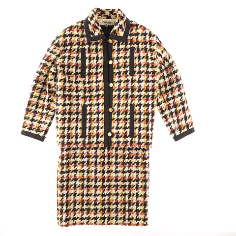 香奈儿香奈儿Coco按钮houndstoots图案花呢西装夹克礼服97p多色P8571