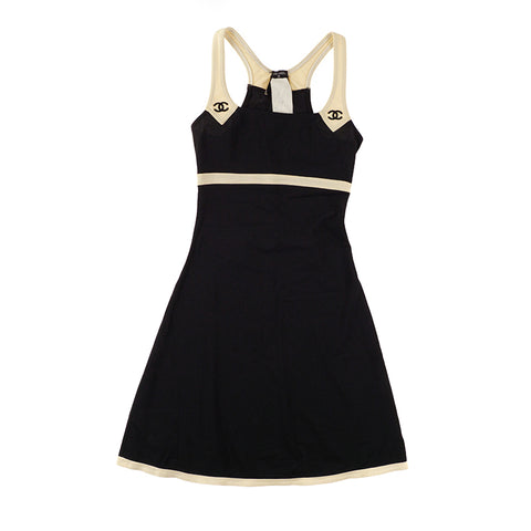 香奈儿Maillot徽标连衣裙黑色海军P8594