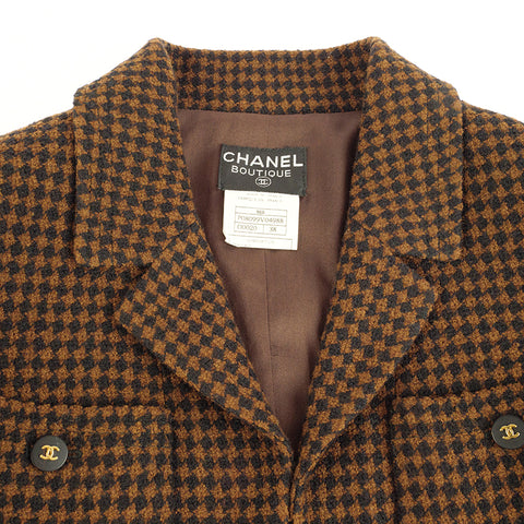 Chanel chanel coco bouton scraque motif tweed costume veste jupe 96a marron eit0543p8623