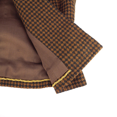 Chanel CHANEL Coco Button Scraque Pattern Tweed Suit Jacket Skirt 96A Brown EIT0543P8623