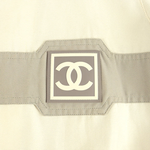 Chanel Chanel Sportlinie Bicolor Cocomark Kurzarm Beste Jacke 01p Weiß x Grau P8664