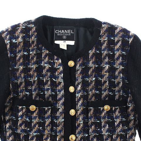 Chanel Chanel Tweed Jacke Rockanzug schwarz p8992