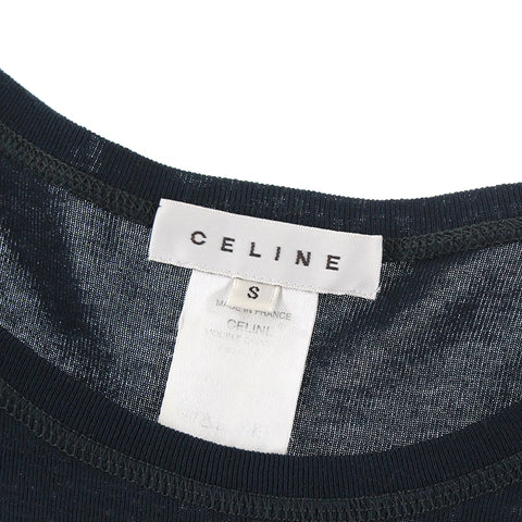 Celine Celine Logo Cut Saw Long Sleeve Shirt Navy P9108