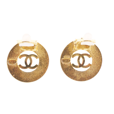Chanel CHANEL Coco Mark Round Earrings Gold P9315