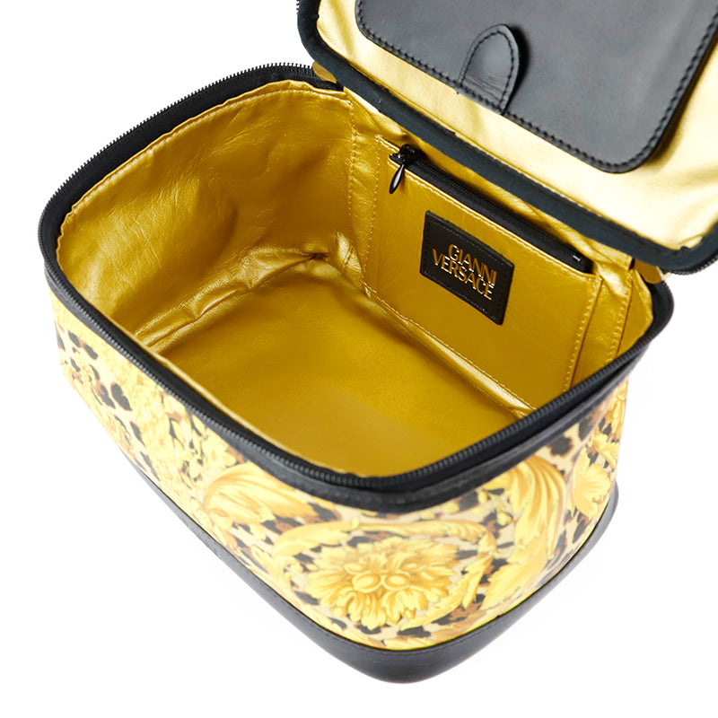 Versace VERSACE Vanity Total Pattern Handbag Leather Yellow x