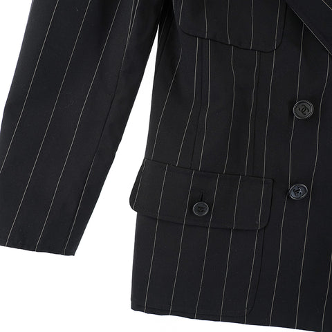 Chanel Chanel Striped Anzug Jacke Navy P9586