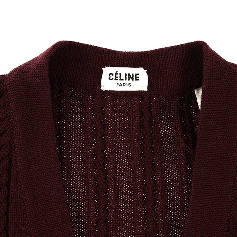 Céline Céline Knit V Neck Best Bordeaux P9653