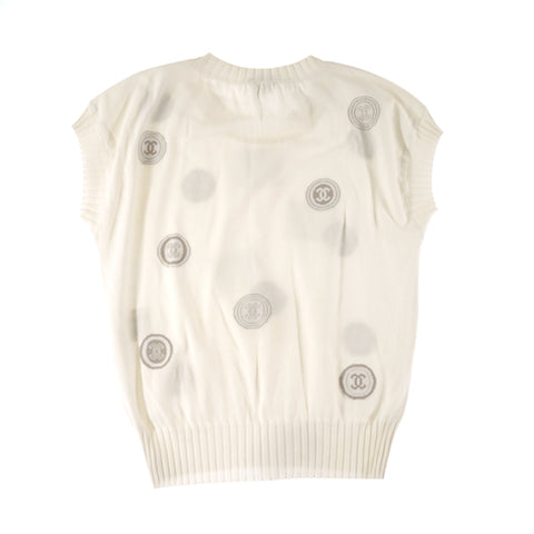 Chanel CHANEL Coco Mark Sleeve Knit White P9708