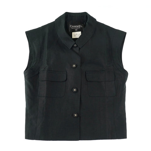 香奈儿香奈儿可可纽扣背心黑色P9729