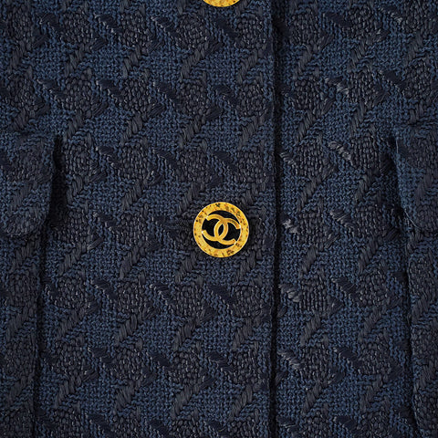 Chanel CHANEL Tweed Coco Button Setup Navy eit0387P9732