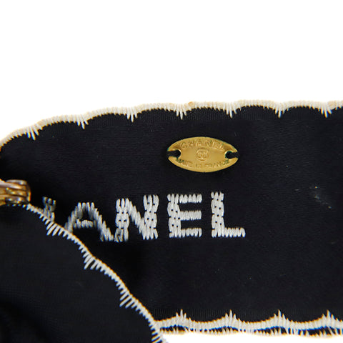 Chanel CHANEL ribbon logo brooch black eit0050P9928