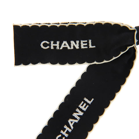 Chanel CHANEL ribbon logo brooch black eit0050P9928