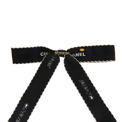 Chanel CHANEL ribbon logo brooch black eit0050P9928