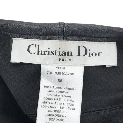 克里斯蒂安·迪奥（Christian dior Christian Dior）徽标贝雷贝雷帽皮革黑色EITM0173