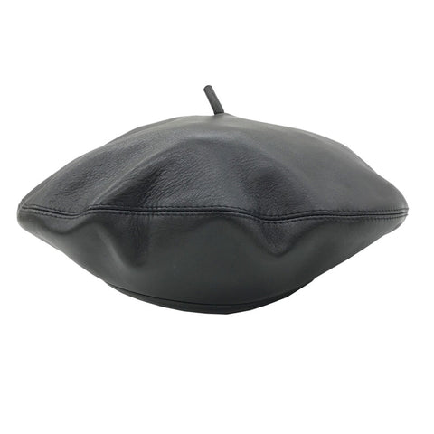 クリスチャンディオール Christian Dior ロゴ ベレー帽 レザー ブラック eitm0173