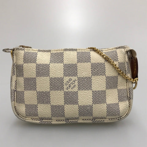 路易威登(Louis Vuitton)达米尔(Damier Azur)配件链迷你手提包PVC皮革米色C0096