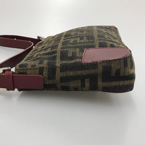 Fendi Fendi Zukka Match Hand Semi-Sac à épaule toile en cuir beige x vin rouge C0124