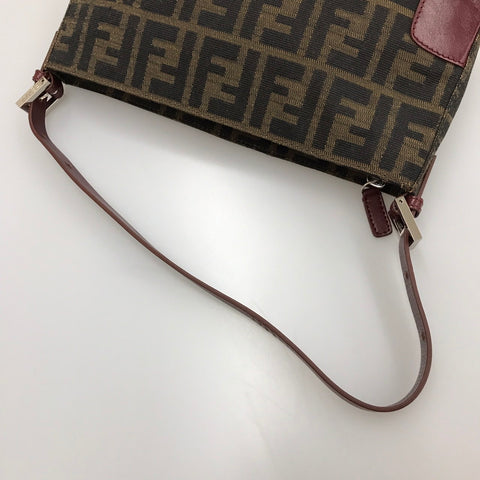 Fendi Fendi Zukka Match Hand Semi-Sac à épaule toile en cuir beige x vin rouge C0124