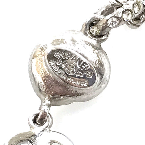 Chanel CHANEL Cocomeria Rhine Stone Necklace 04P Silver C1000