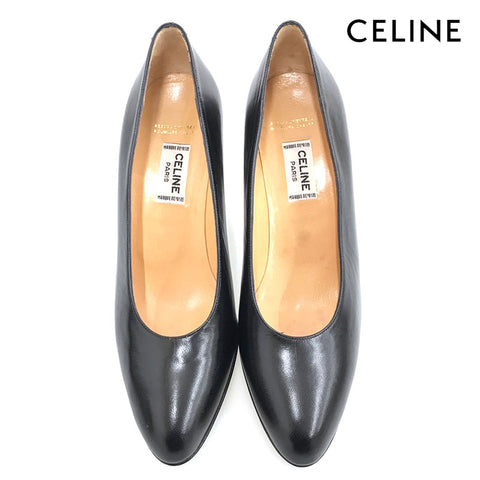 Céline Céline Pompes à talon en cuir noir C1273