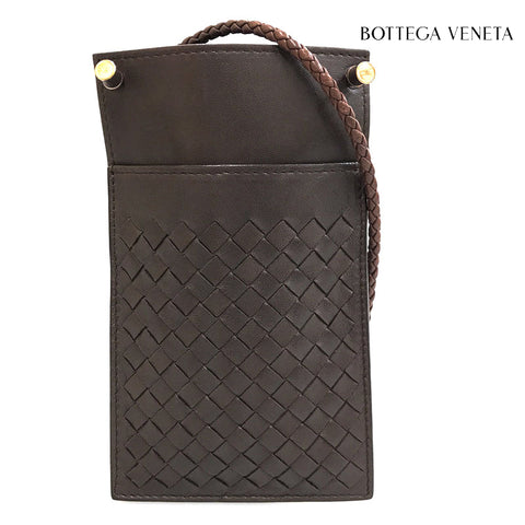 ボッテガヴェネタ BOTTEGAVENETA イントレチャート ウォレット ショルダーバッグ レザー ブラウン C2093