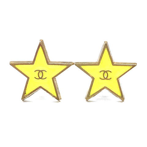 Chanel Coco Mark Sternform Ohrringe 01p gelb x Gold C2147
