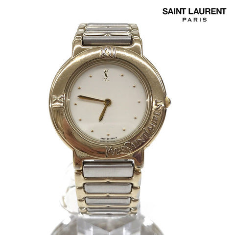 イヴ・サンローラン YVES SAINT LAURENT メタルバンドリストウォッチ 腕時計 シルバー P10739