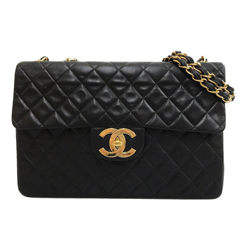 Chanel Decamatelasse Turnlock Doppelketten -Umhängetasche Leder Schwarz C2729