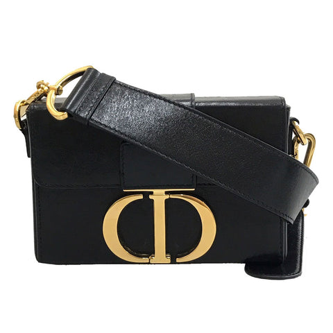 クリスチャンディオール Christian Dior モンテーニュ ロゴ ボックス ショルダーバッグ レザー ブラック eitm0030