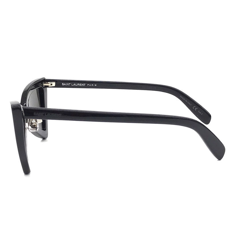 Retro Cat Eye Sunglasses - Black Silver | SAINT LAURENT